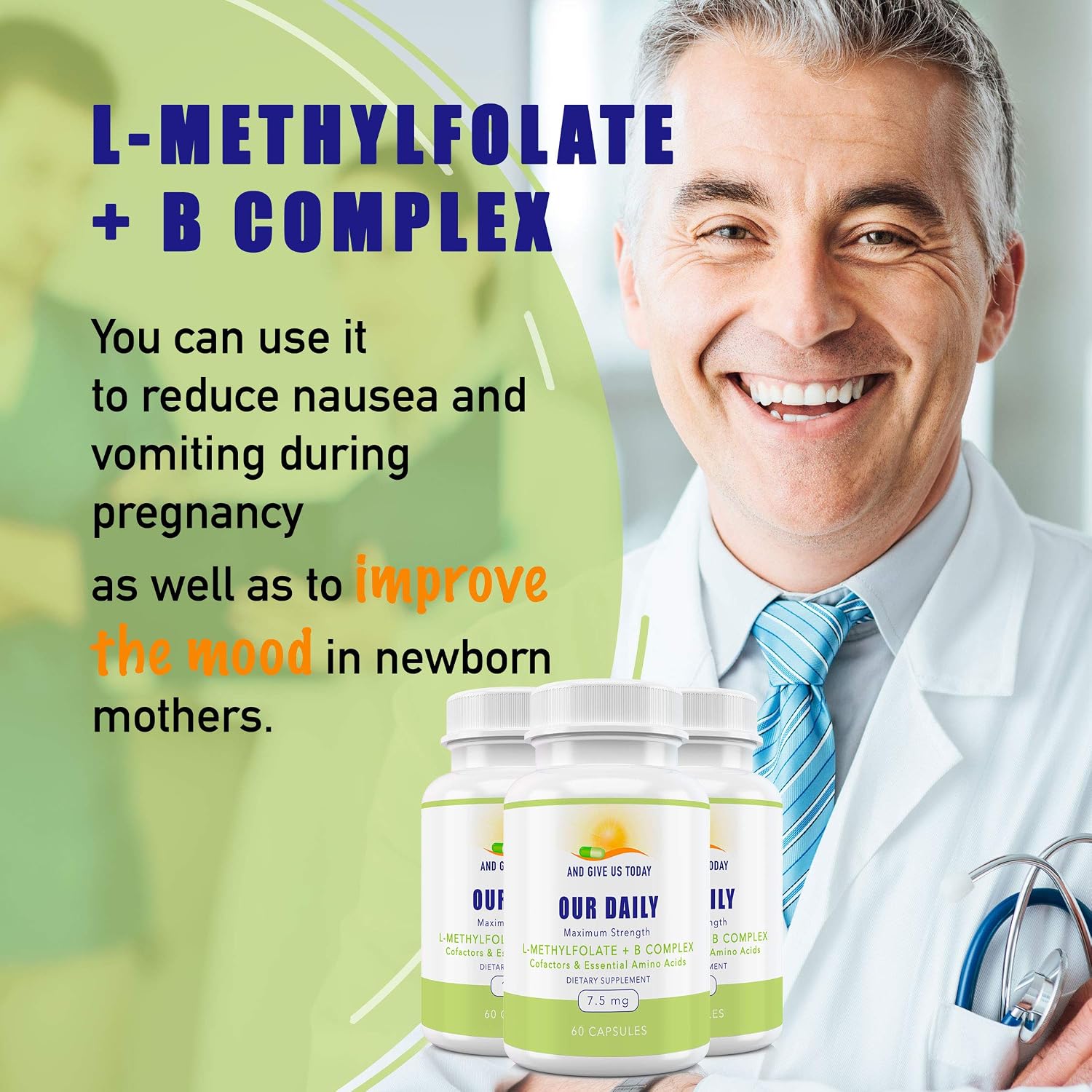 Our Daily Vites L-Methylfolate B Complex - Active Folate, Methylcobalamin, B6, Glycine - 60 Capsules - görsel 2