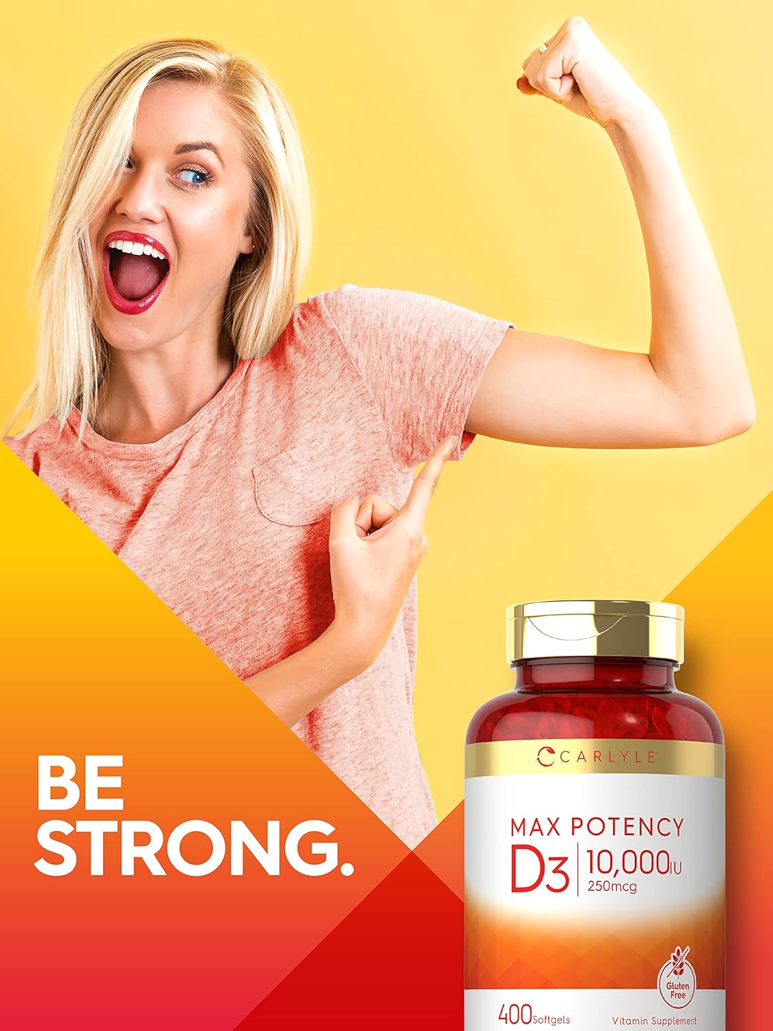 Carlyle Vitamin D3 10,000 IU, 400 Soft gel capsule Capsules – High Potency, Non-GMO, Gluten-free Food Supplement - görsel 6