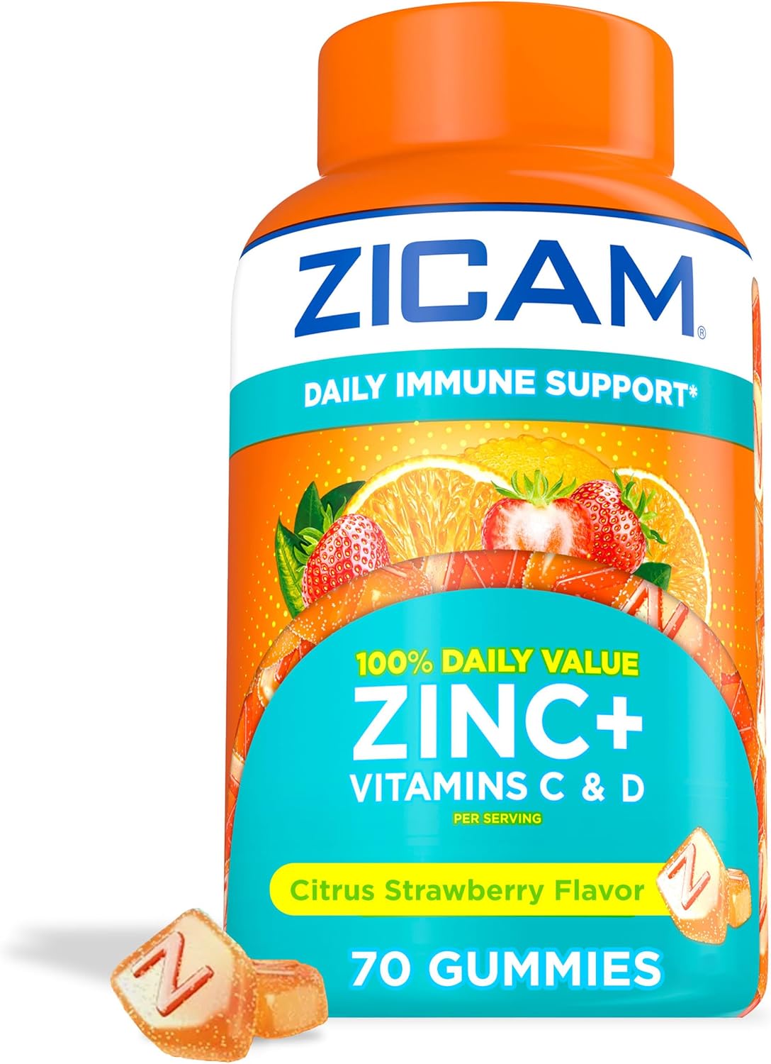 Zicam Daily Immune Support Gummy Food Supplement, Citrus Strawberry, 70 Gummies - görsel 1