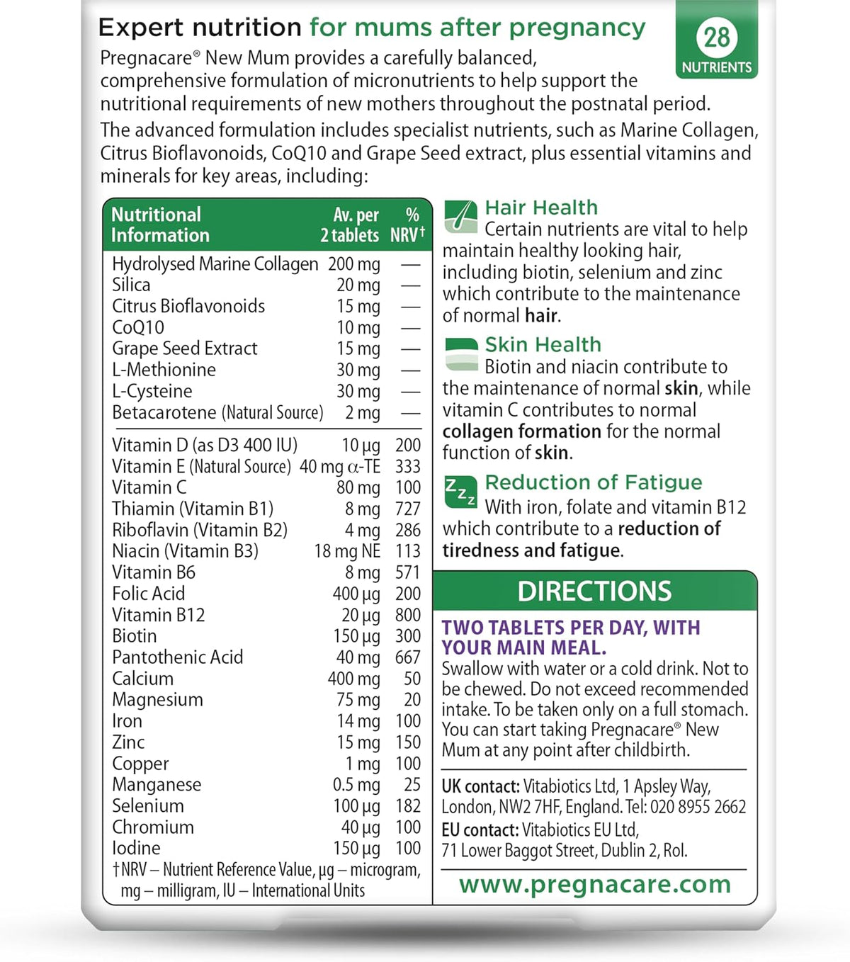 Vitabiotics Pregnacare New Mum Postnatal Vitamins - 56 Tablets - görsel 2