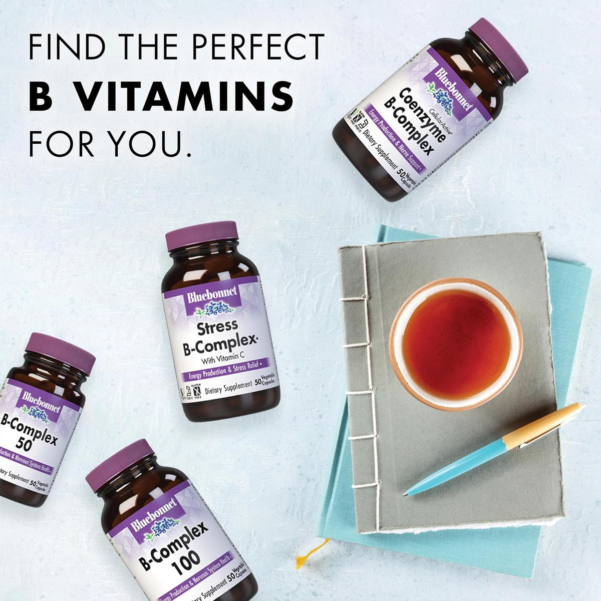BlueBonnet Stress Vitamin B Complex - 50 Vegetable Capsules - görsel 6