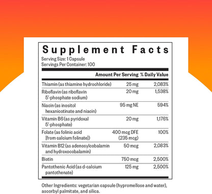 Seeking Health B Complex MF - Vitamin B Complex with Folate, Niacin, & Folinic Acid - Support Energy & Immune System Health with B Vitamins - 100 Capsules