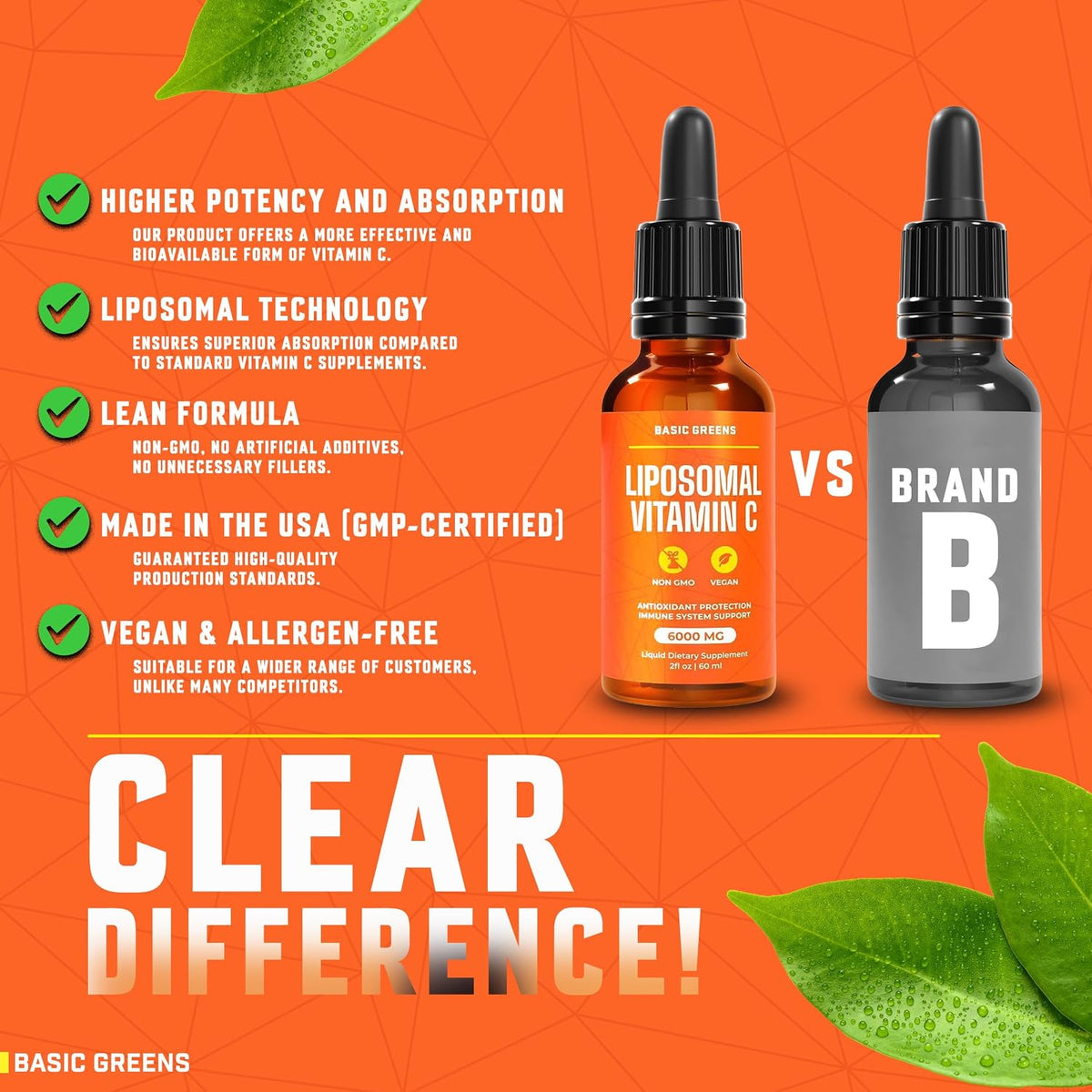 BASIC GREENS Liposomal Vitamin C Liquid – Superior Absorption Immune Support & Antioxidant Boost, 118 ml (6000 mg) - görsel 3