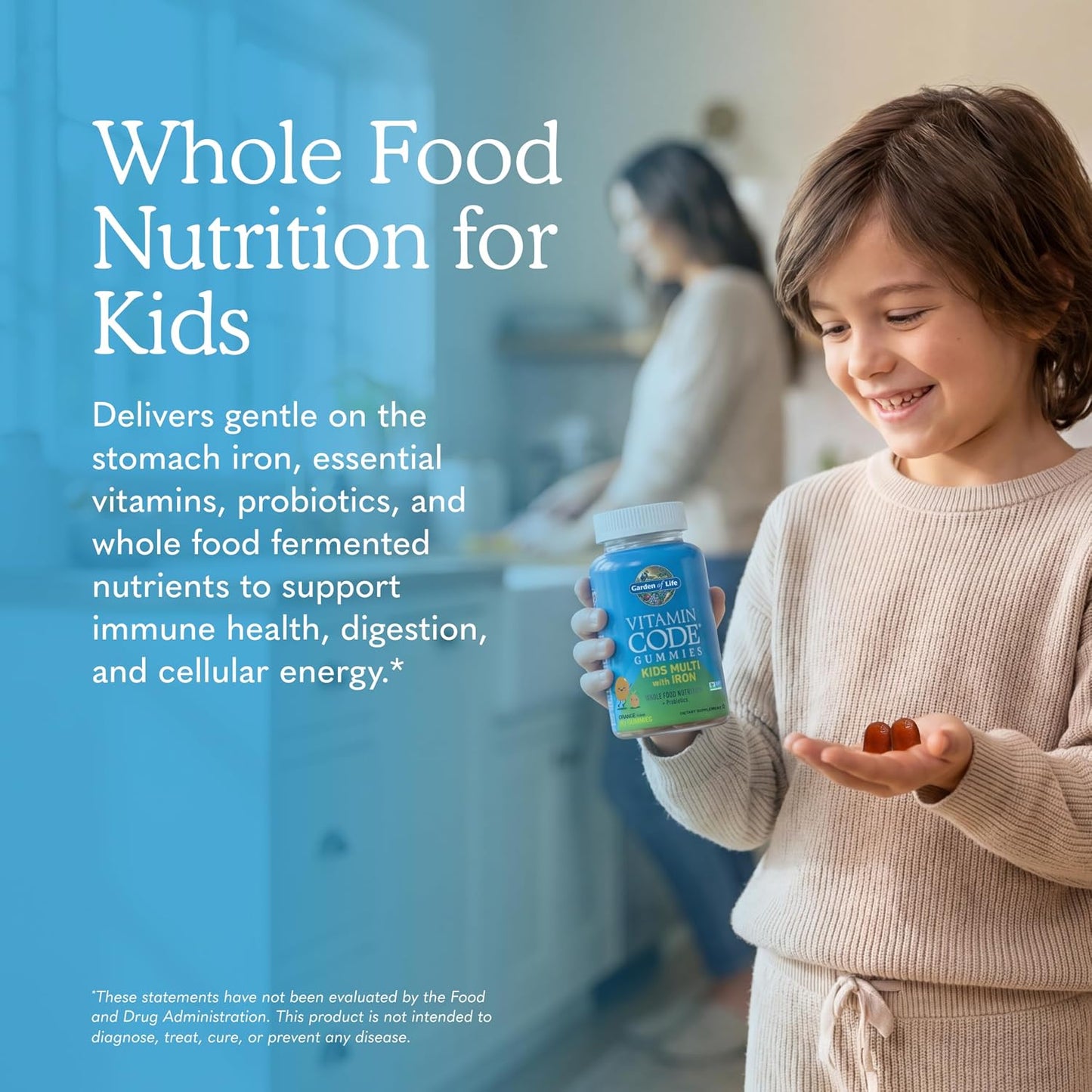 Garden of Life Vitamin Code Children's Multivitamin Gummies with Iron and Probiotics for Immune Health, Digestive Support & Energy, Vegan, Gluten-free, Non-GMO, Orange Flavour, 90 Gummies - görsel 2
