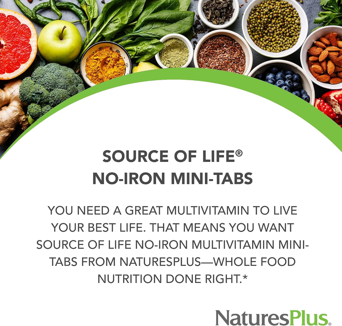 NaturesPlus Source of Life No Iron - 180 Mini-Tabs - Multivitamin & Mineral Supplement - görsel 3