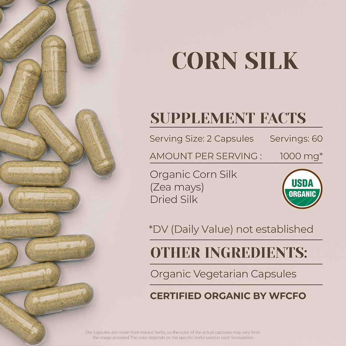 Organic Corn Silk 120 Capsules | High Strength Herbal Supplement - görsel 3