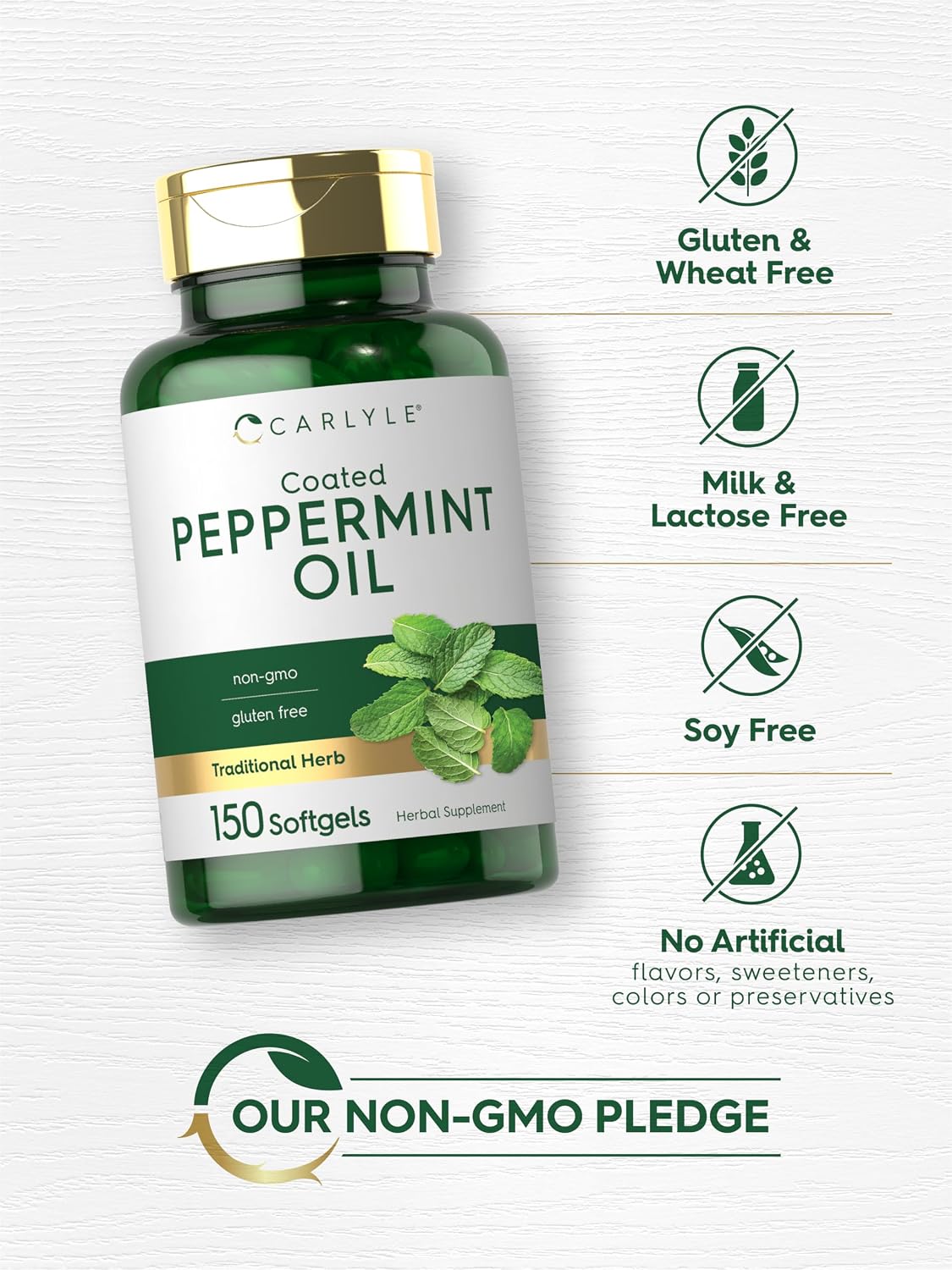 Carlyle Peppermint Oil Capsules, 150 Softgels | Herbal Supplement, Non-GMO, Gluten-free - görsel 5