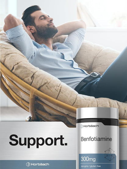 Horbaach Benfotiamine 300mg - 60 Capsules | Vitamin B1 (Thiamine) Food Supplement