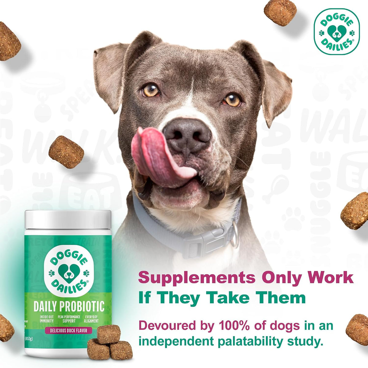 Doggie Dailies Probiotics for Dogs with Prebiotics - Duck Flavour Soft Chews (225 Count) - görsel 2