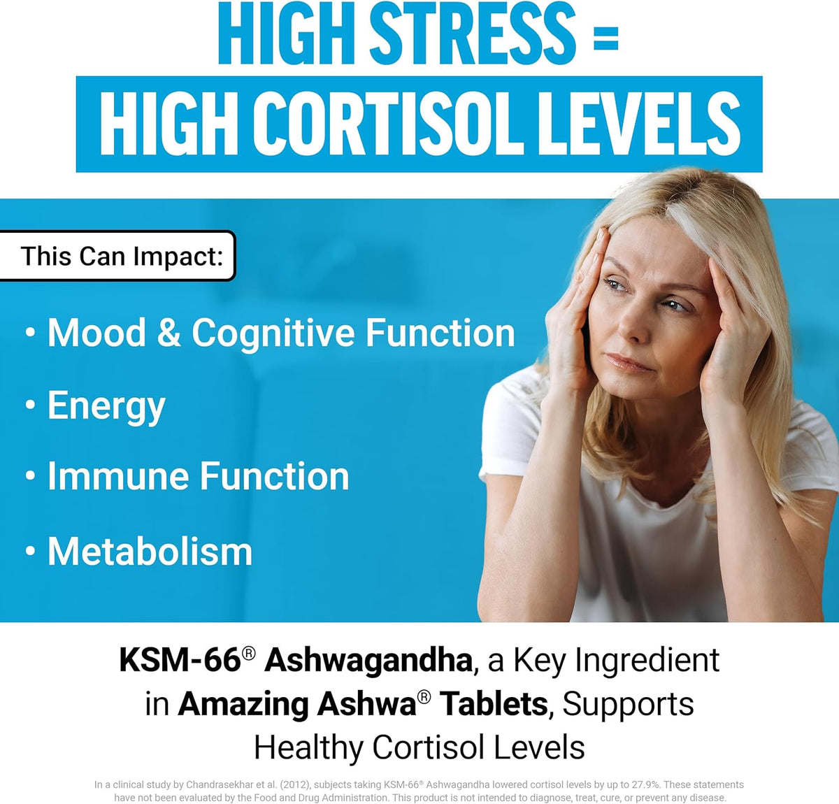 Force Factor Amazing Ashwa, KSM-66 Ashwagandha Supplement for Stress Relief, Focus, Memory, Immune Support, With Vitamins, Minerals & Antioxidants, Cortisol Supplements for Women, 240 Tablets (2-Pack) - görsel 3