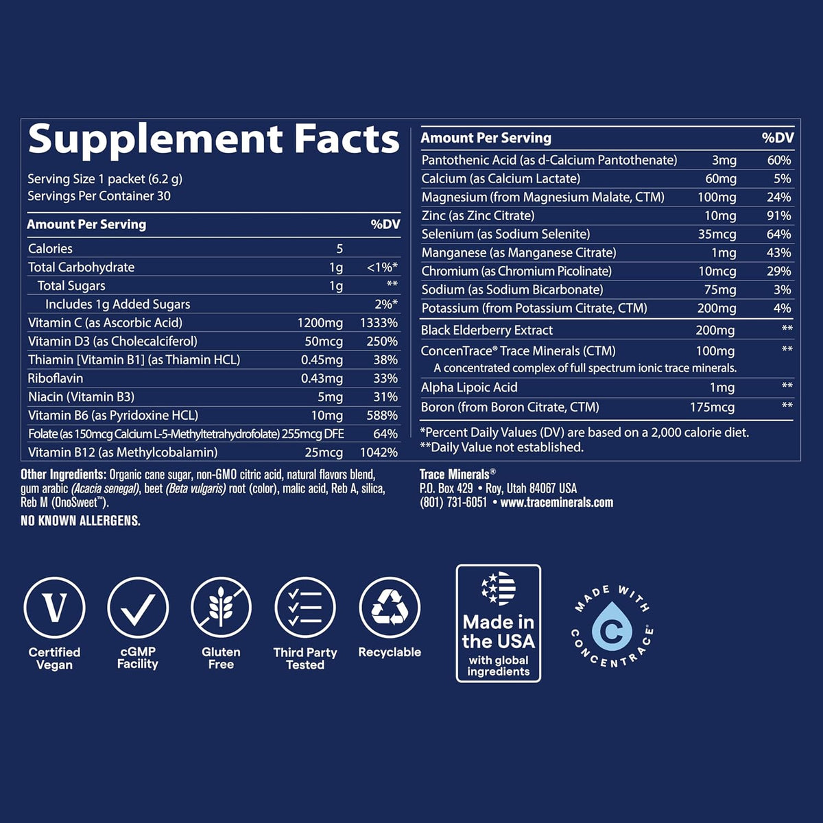 Trace Minerals Power Pak Plus Immunity - Hydration Support Supplement Supports Endurance - Mineral Absorption Supplement Supports Immune Health & Muscle Recovery - Grapefruit, 30 Packets - görsel 6