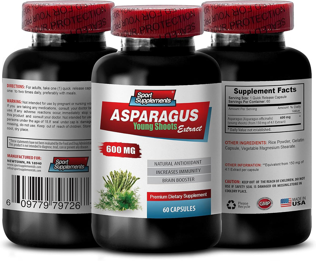 Asparagus Young Shoots Capsules - 600 mg Extract - Natural Diuretic and Antioxidant Supplement (120 Capsules) - görsel 2