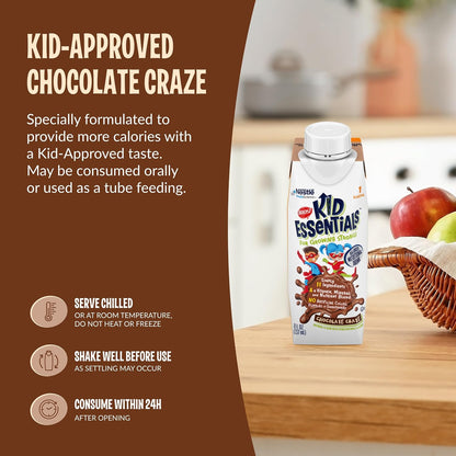 BOOST Kid Essentials 1.0kcal Balanced Nutritional Drink, Chocolate Craze, 237 ml (Pack of 24)