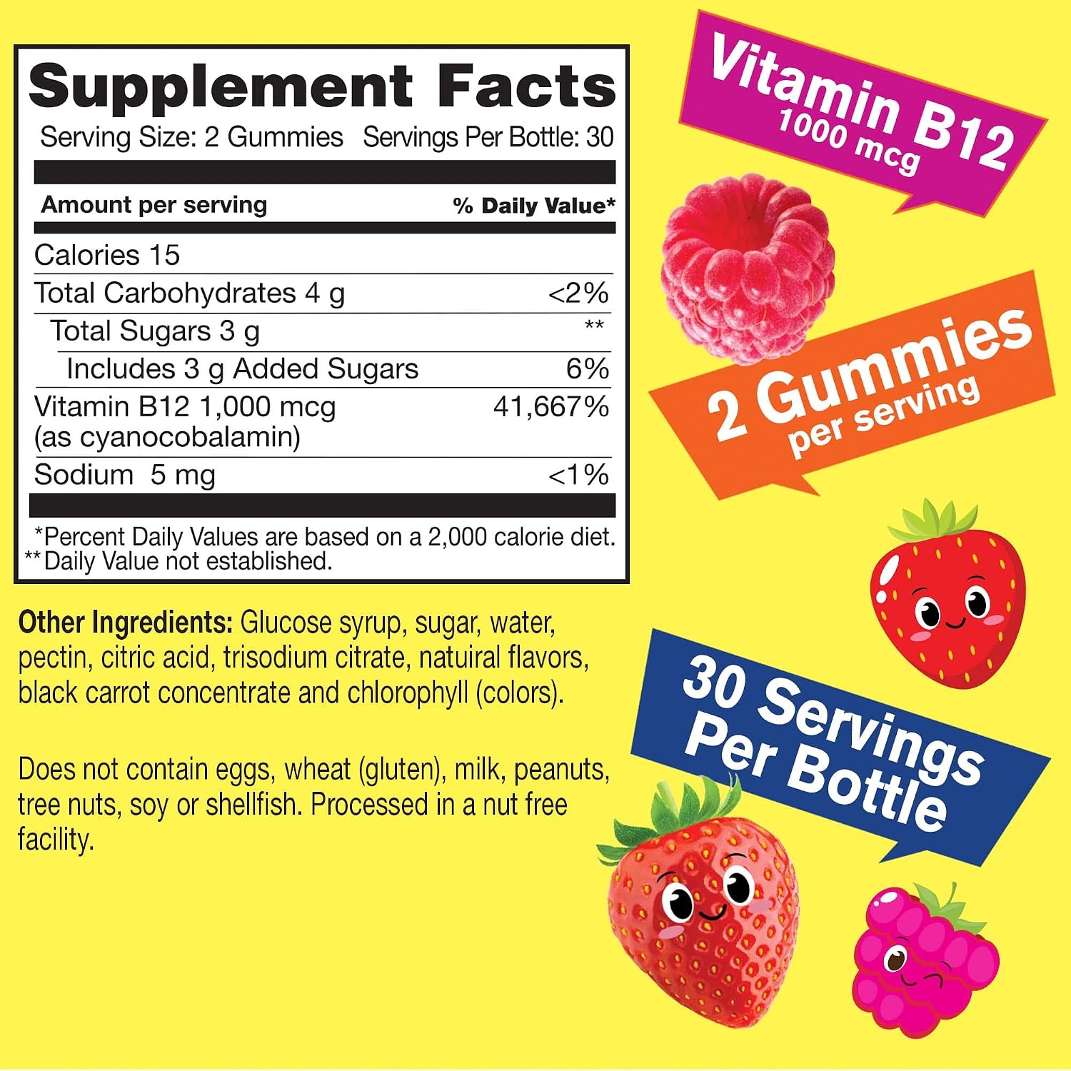 WellYeah Vitamin B12 Gummies for Kids - 1000 mcg, Berry Flavour, 60 Gummies - görsel 2