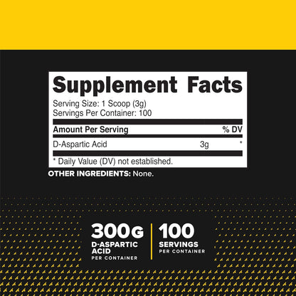 Primaforce D-Aspartic Acid - 300g (100 Servings), Unflavoured, Vegetarian, Non-GM