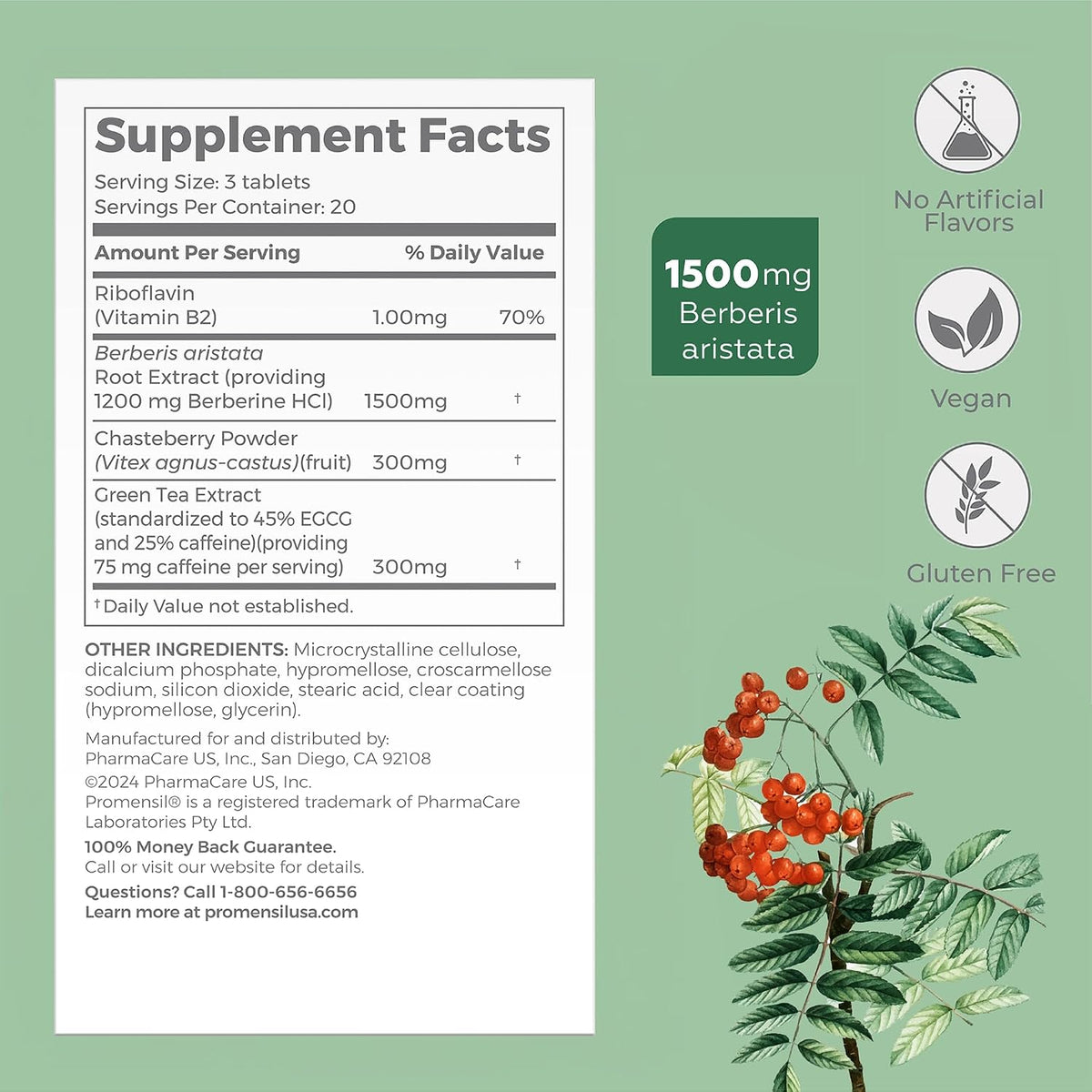 Promensil Weight Management Support - Berberine Hydrochloride Supplement for Women, Healthy Weight Management, Metabolic Support with EGCG Green Tea Extract, 1500mg Berberine Per Serving - 60 Tablets - görsel 3