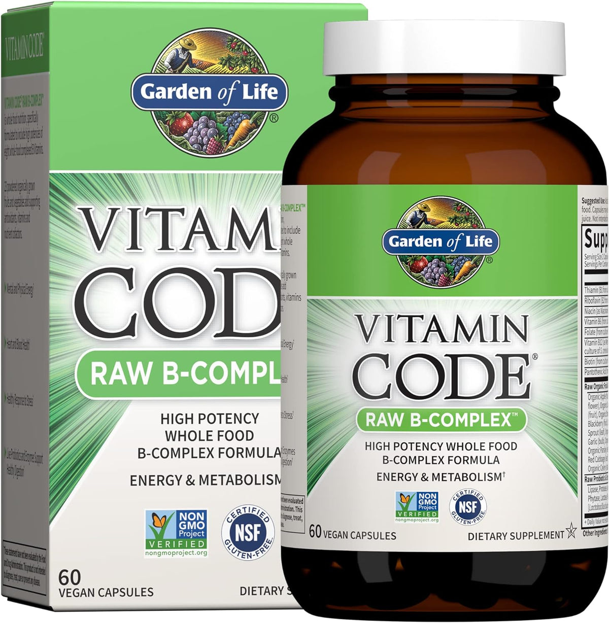 Garden of Life Vitamin B Complex, 60 Vegan Capsules - görsel 1
