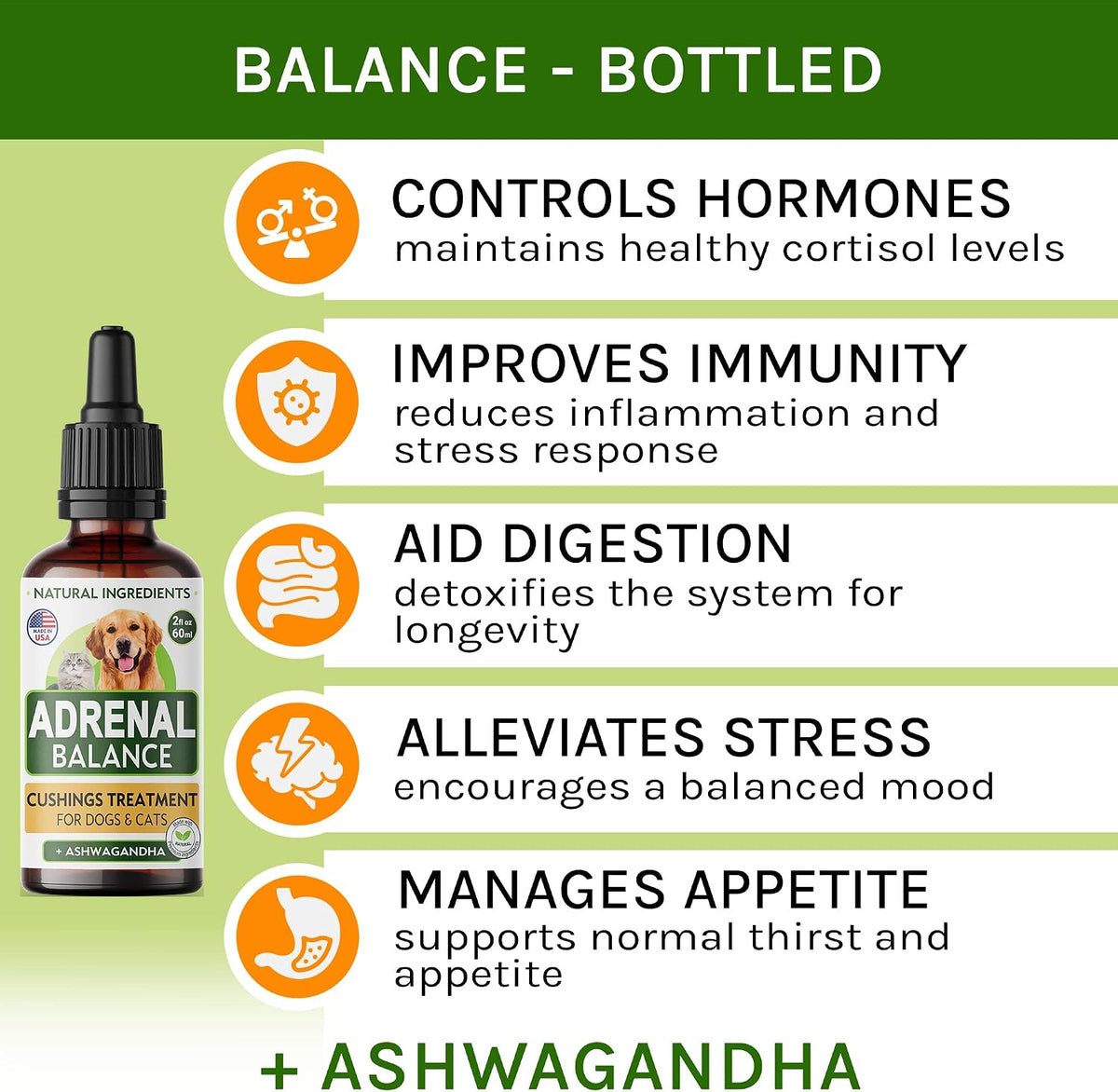 Adrenal Balance Herbal Drops for Dogs and Cats, 60 ml - görsel 2