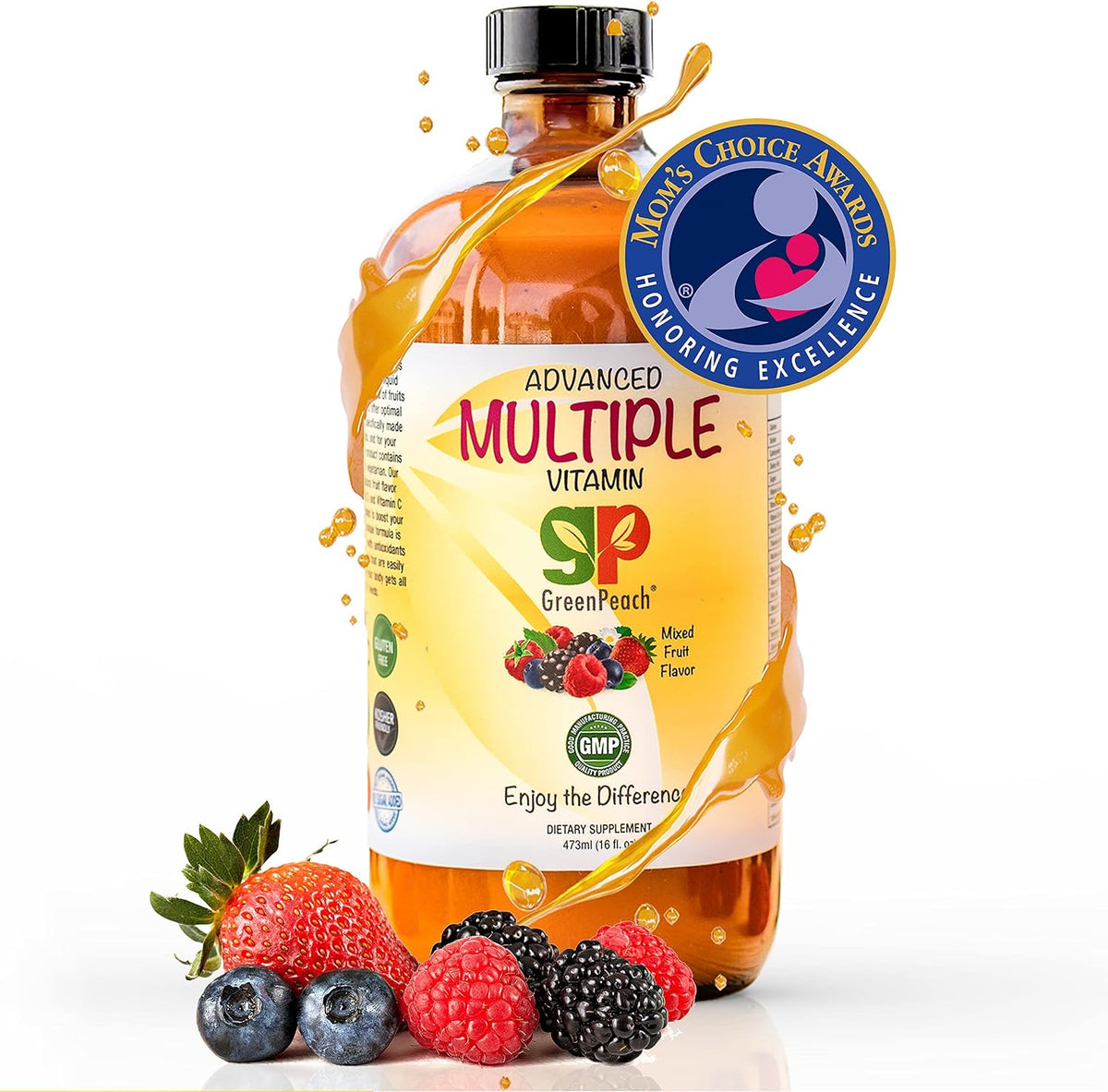 GreenPeach Kids Multivitamin Liquid – 31 Vitamins & Minerals with Fruit & Veggie Extracts – 473ml - görsel 1