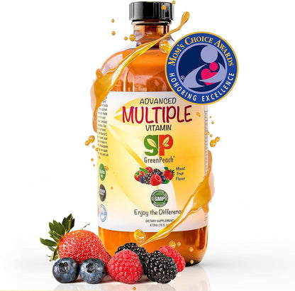 GreenPeach Kids Multivitamin Liquid – 31 Vitamins & Minerals with Fruit & Veggie Extracts – 473ml