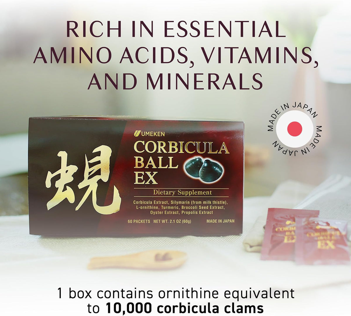 Umeken Corbicula Ball EX – Liver Nourishment Supplement with Milk Thistle, Propolis & Broccoli Extract (2-Pack, 120 Sachets) - görsel 3