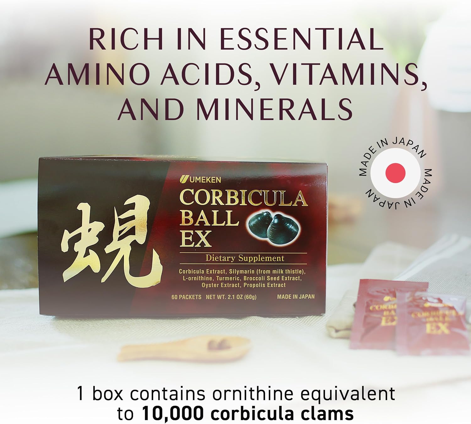 Umeken Corbicula Ball EX – Liver Nourishment Supplement with Milk Thistle, Propolis & Broccoli Extract (2-Pack, 120 Sachets) - görsel 3