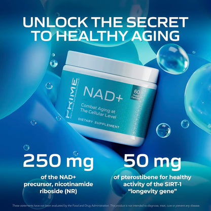 Premium Anti-Ageing Nutraceuticals NAD+ – Nicotinamide Riboside & Pterostilbene Supplement for Cellular Energy, Healthy Ageing & Vitality, Vegan, Gluten-Free, 30 Servings