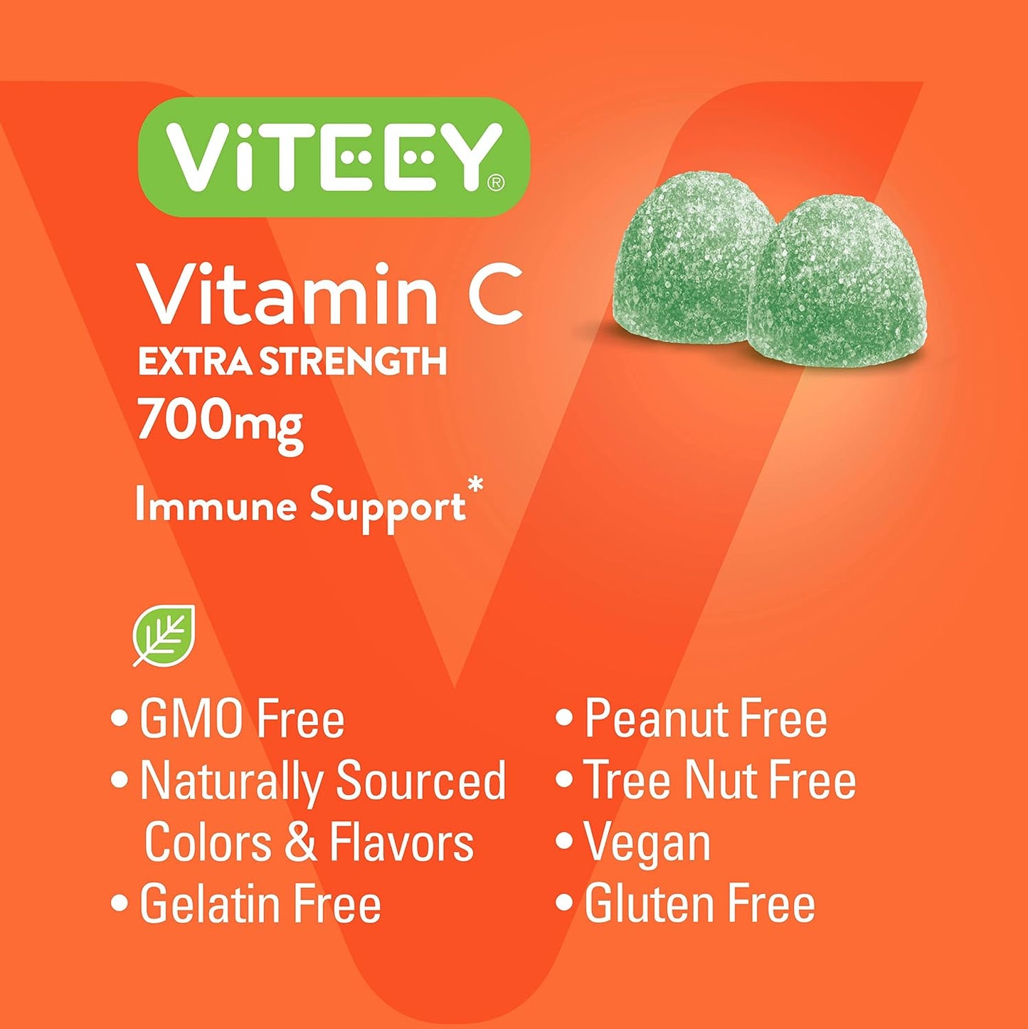 Viteey Vitamin C Gummies for Adults - 700mg - Vegan and Gluten-free - 120 Chewables - görsel 5
