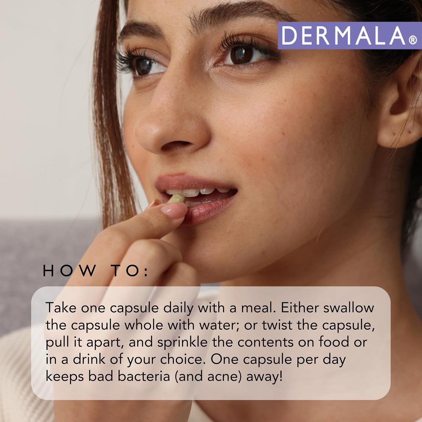 Dermala Acne Supplement with Probiotics, Prebiotics and Zinc - görsel 5