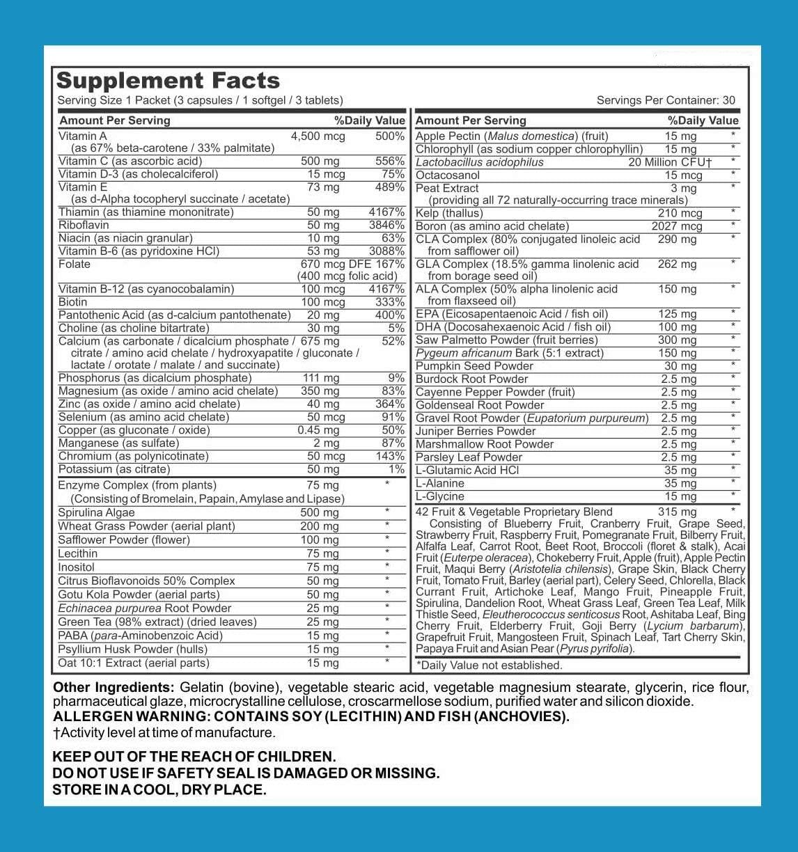 LifeSource Vitamins Men's Ultra All in One Daily Pack - Complete Nutrition - 107 Nutrients - 42 Fruits and Vegetables - görsel 5
