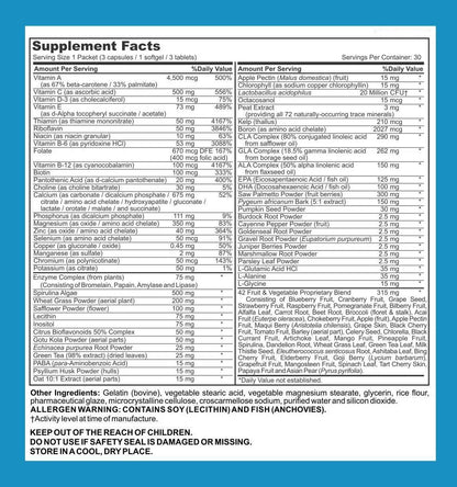 LifeSource Vitamins Men's Ultra All in One Daily Pack - Complete Nutrition - 107 Nutrients - 42 Fruits and Vegetables