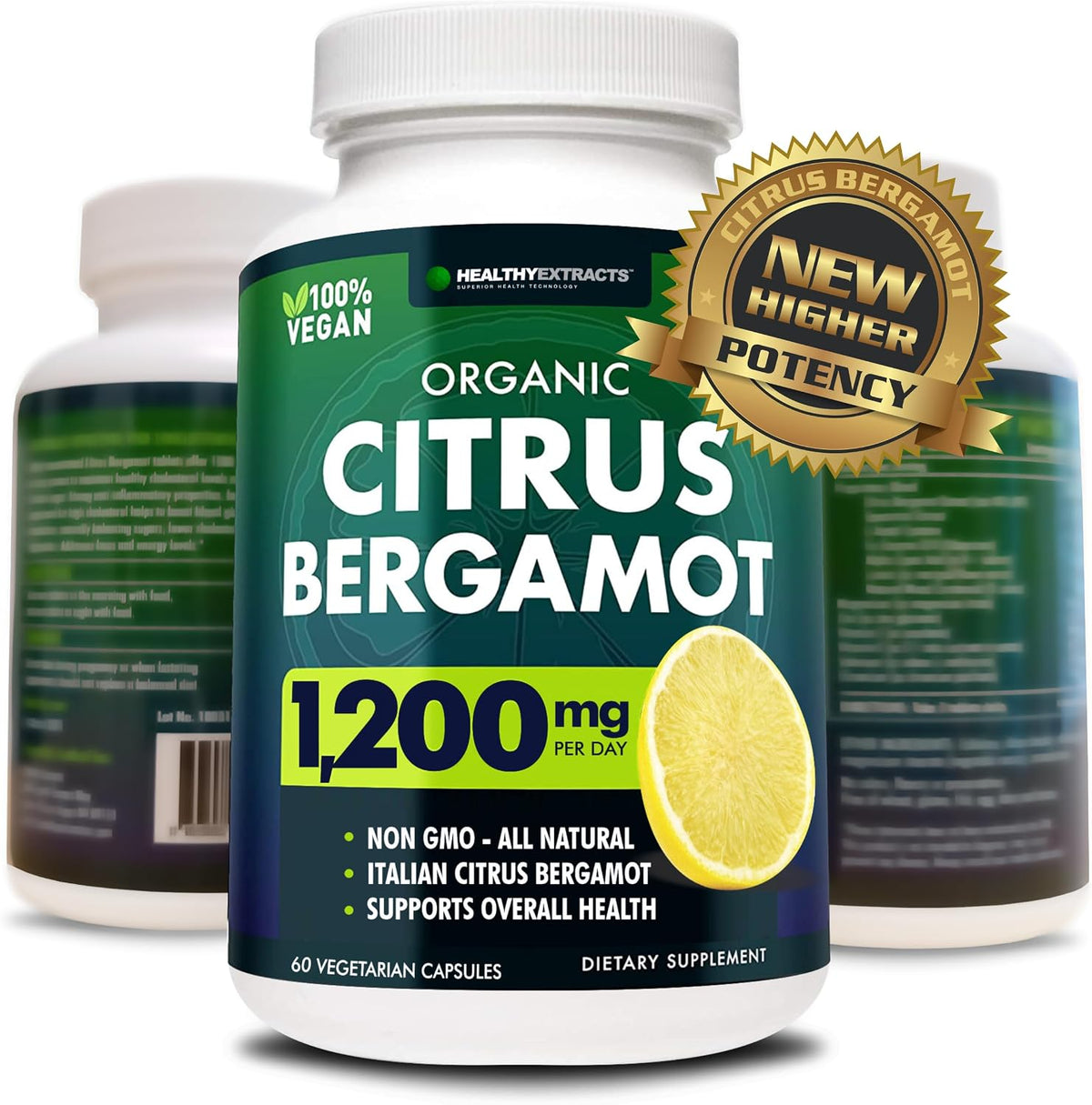 Citrus Bergamot Supplement – 150:1 Extract, 1200mg, 70% Polyphenols, Italian Sourced, 60 Capsules - görsel 1