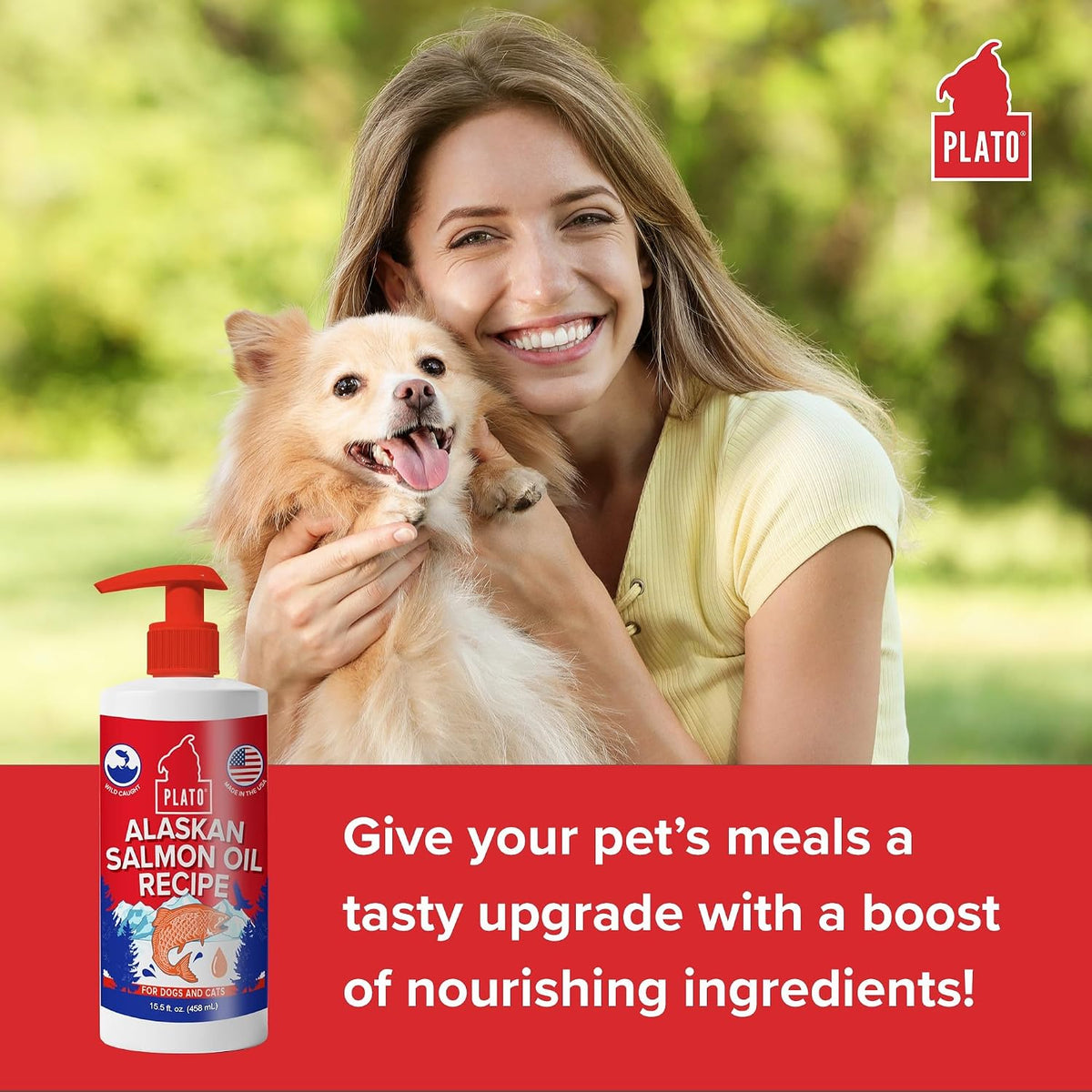 PLATO Wild Alaskan Salmon Oil Kibble Topper - Enhance Dog Food with Omega 3 & 6 Fatty Acids - For Healthy Skin & Coat - 946 ml - görsel 3