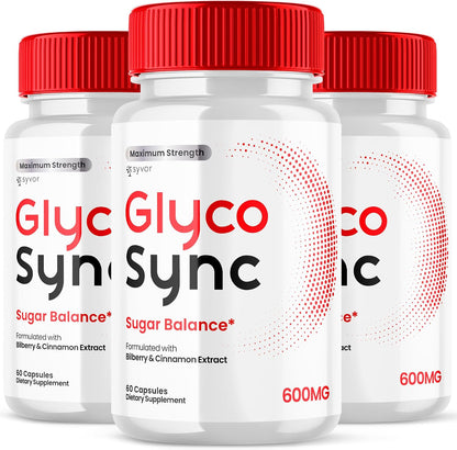 Glyco Sync Capsules (3 Pack) – Official Glyco Sync Balance Capsules with All-Natural Ingredients, Advanced Formula for Joint Health and Wellness Support, 180 Capsules