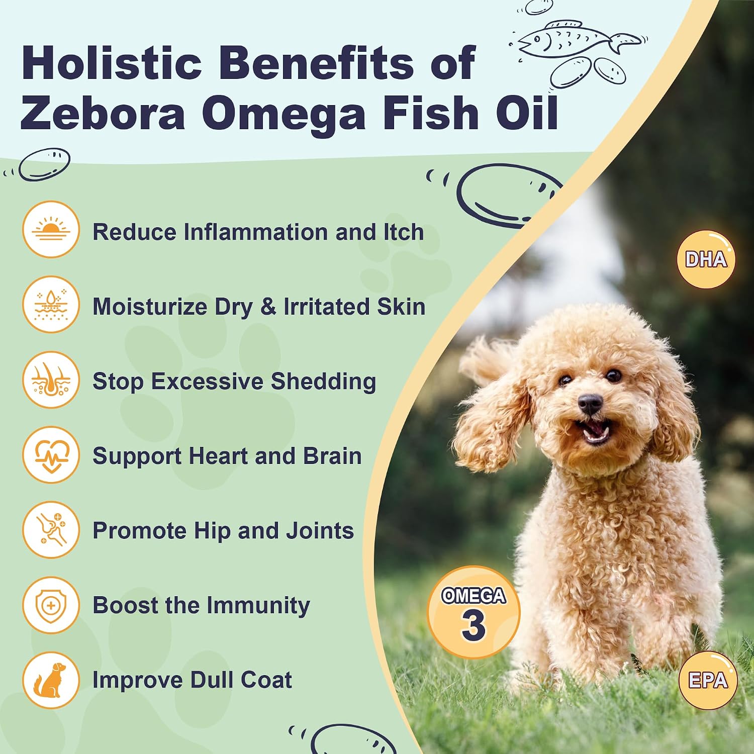 Omega-3 Fish Oil Powder for Dogs – Wild Caught with EPA, DHA, Krill Oil & Kelp - görsel 3