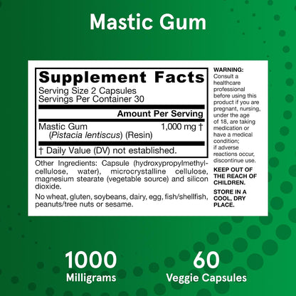 Jarrow Formulae Mastic Gum 1000 mg - 60 Veggie Capsules (12-Pack)