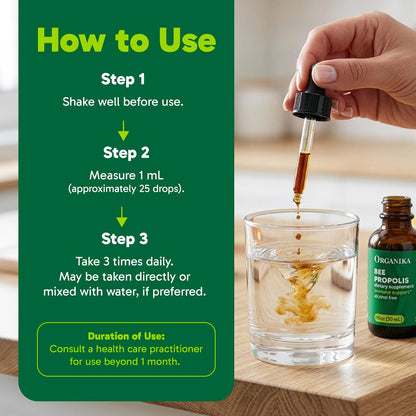 Organika Bee Propolis Tincture (30 ml) – Vegan Propolis Extract for Throat & Immune Support