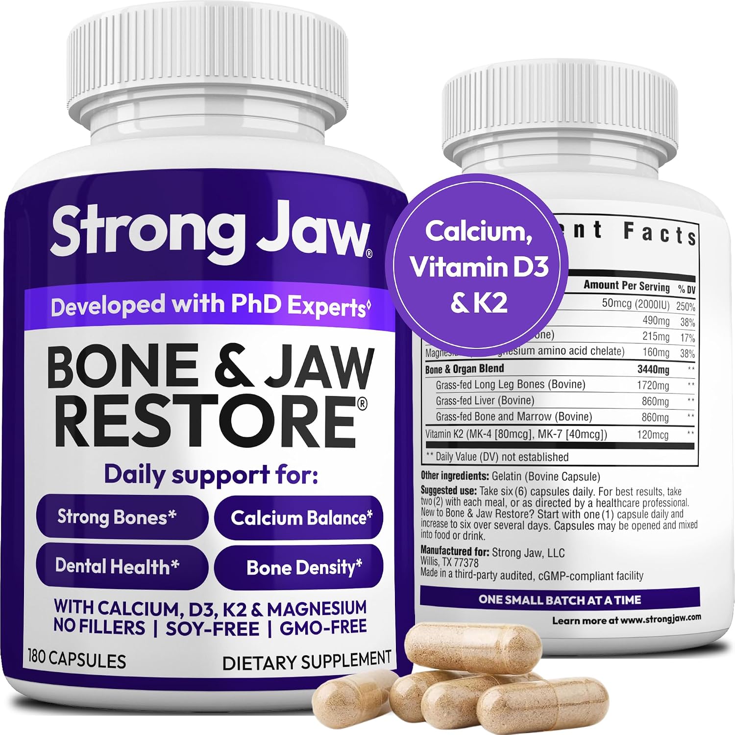 Strong Jaw Tooth Restore for Adults with Remineralising Gum Support - 180 Capsules - görsel 10