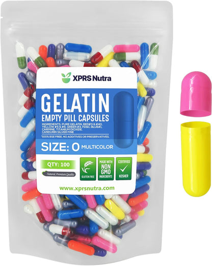 XPRS Nutra Size 0 Empty Gelatine Capsules - 100 Capsules for Homemade Supplements