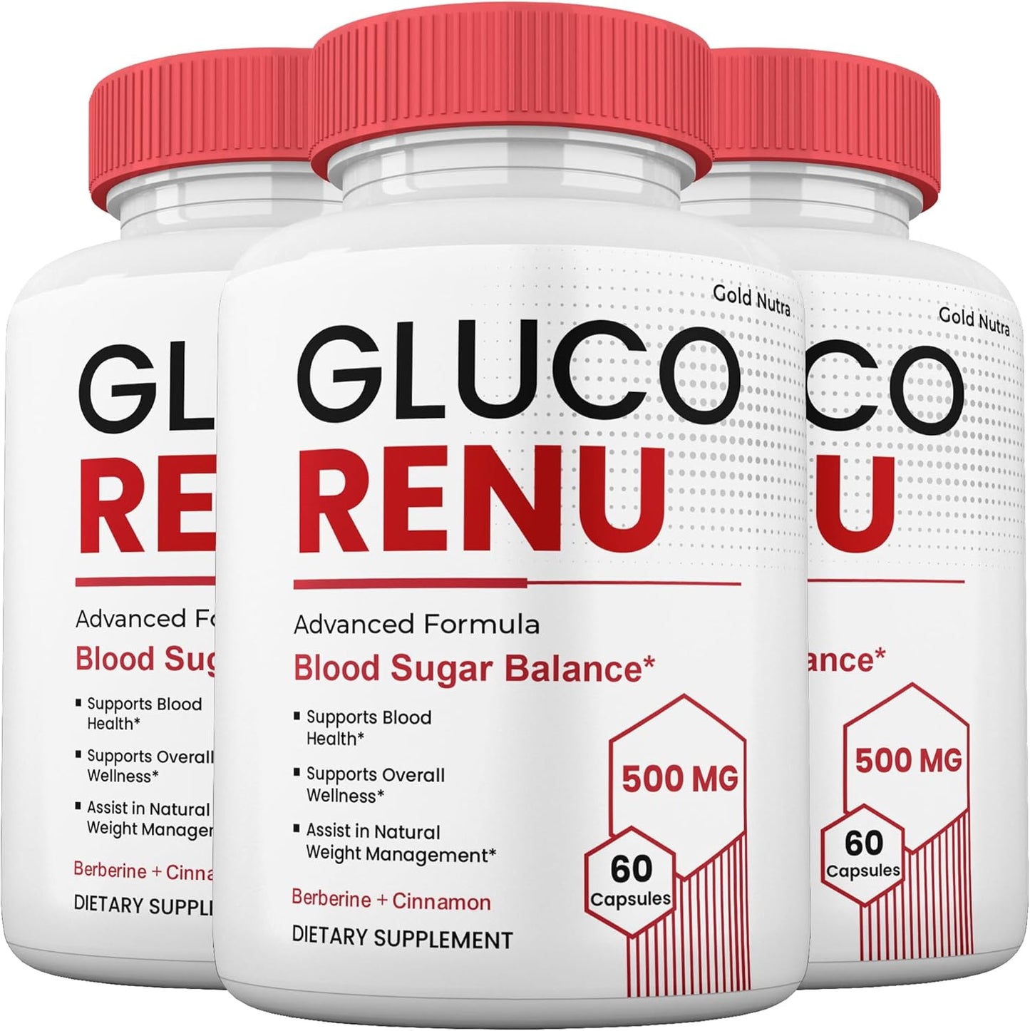 GlucoRenu Capsules, Maximum Strength All Natural Food Supplement, 60 Capsules (Pack of 3) - görsel 1
