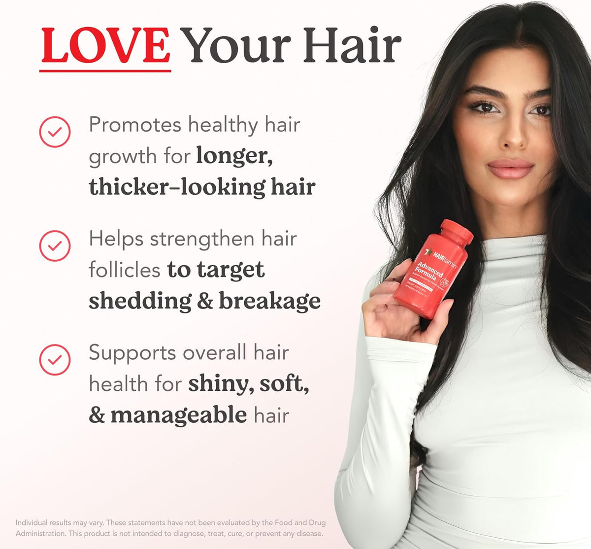 HAIRtamin Advanced Formula Hair Supplement – 5000 mcg Biotin, Vitamins & Antioxidants, Vegan – 1 Month Supply - görsel 3