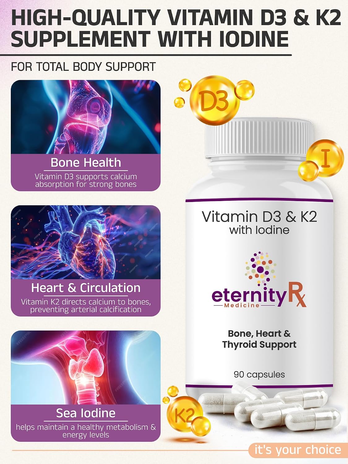 Vitamin D3 K2 5000 IU – High Potency D3 and K2 Supplement for Bone and Immune Support – Doctor Formulated – 90 Capsules - görsel 2