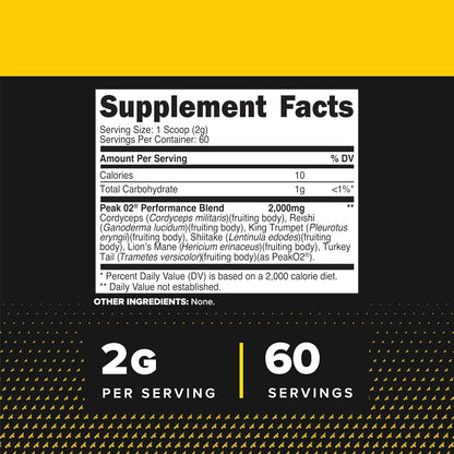 PrimaForce Peak O2 Sports Supplement, 120 g - Proprietary Organic Mushroom Blend