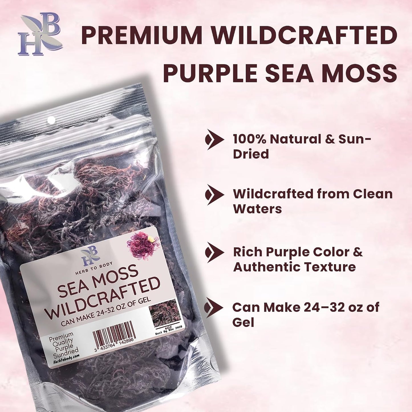 Herb To Body Purple Sea Moss – 113g (4oz), Wildcrafted from Saint Lucia, Raw & Dried - görsel 6