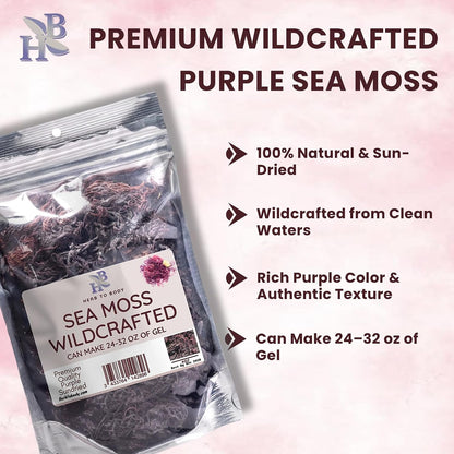 Herb To Body Purple Sea Moss – 113g (4oz), Wildcrafted from Saint Lucia, Raw & Dried