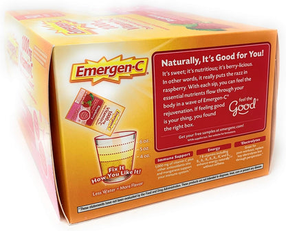 Emergen-C Dietary Supplement, 1,000mg Vitamin C, Raspberry Flavour, 90 Count