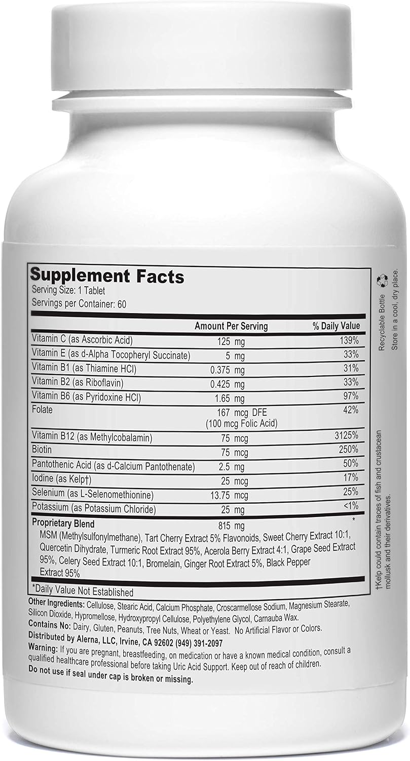 Uric Acid Support Supplement – Tart Cherry, Celery Seed, Turmeric, Quercetin – 60 Vegetarian Tablets (Pack of 3) - görsel 2