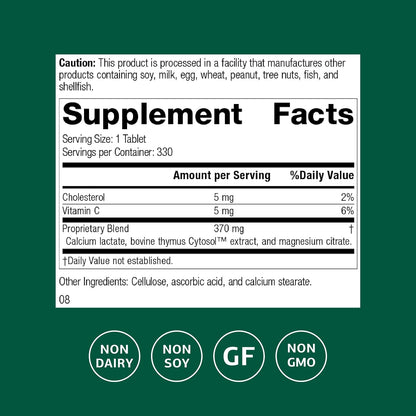 Standard Process Thymex Cytosol Extract Food Supplement – Gluten-Free, Dairy-Free & Soya-Free – Immune Support – 330 Tablets