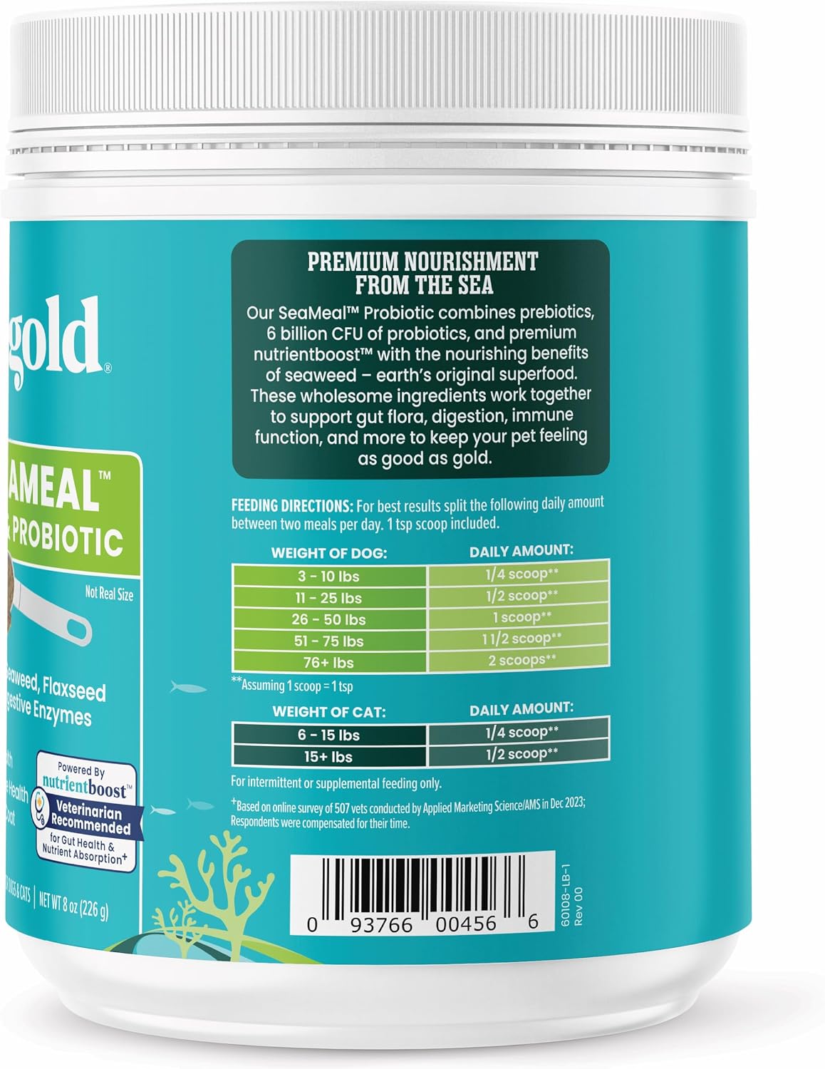Solid Gold SeaMeal Cat Probiotic & Dog Probiotics for Digestive Health - Kelp Powder Dog & Cat Multivitamin Supplement with Prebiotics & Digestive Enzymes - 227g - görsel 9