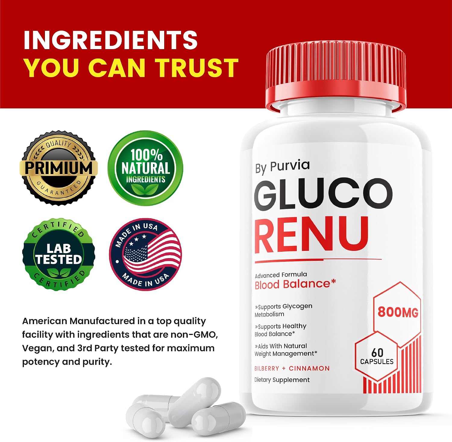 Gluco Renu - Advanced Formula Supplement, High Strength Capsules for Overall Wellbeing Support (60 Capsules) - görsel 7